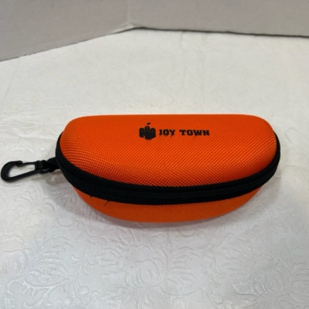 Orange Joy Town Eyeglasses/Sunglasses Soft Clam Shell Zip Case 6.5"x3"x2"